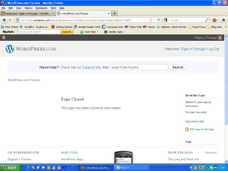 Screenshot of WordPress forum