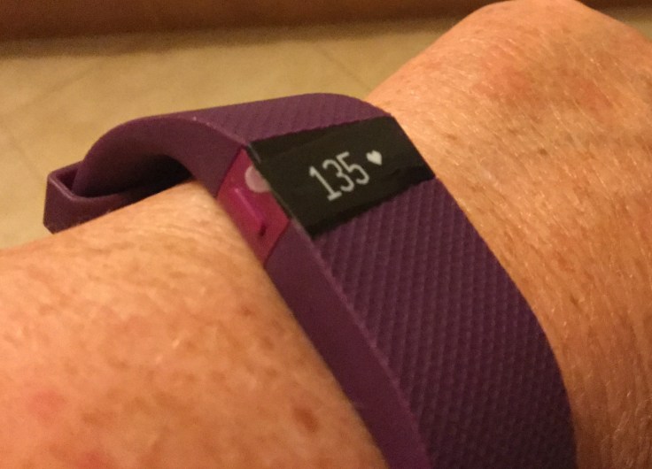 The FitBit arrived pulse set at 135