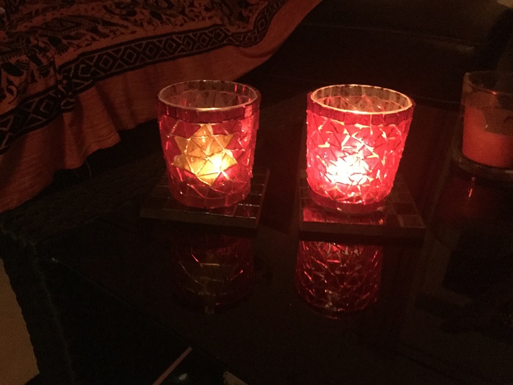Glass mosaic candle holders